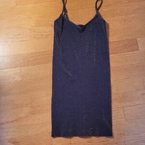 Free People Navy Chemise with Gold Accents